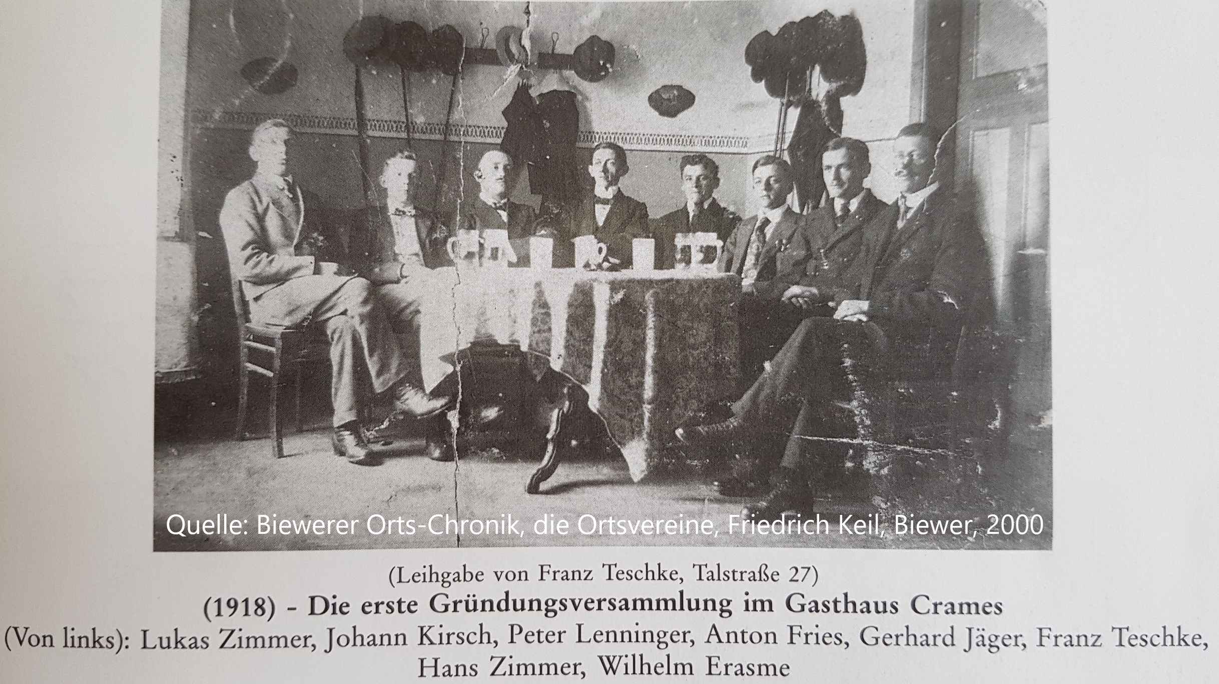 Gründungsversammlung im Gasthaus Crames